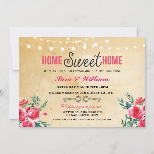 Invitation Accueil Maison sucrée Réchauffement ménager Nouvel (Devant)