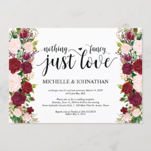 Invitation Accueil mariage Elopement Marsala rose