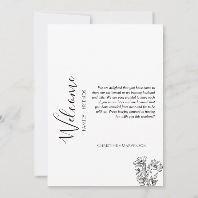 Invitation Accueil mariage moderne & itinéraire week-end (Devant)