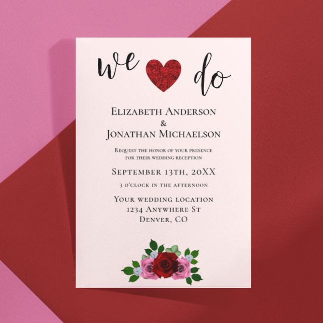 Invitation Accueil mariage Roses rouges et roses (Créateur téléchargé)