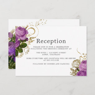 Invitation Accueil Mariage Vintage violet et or