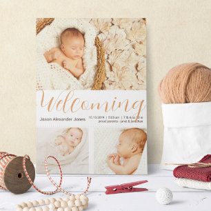 Invitation Accueil Nouveau bébé garçon Modèle photo Neutral