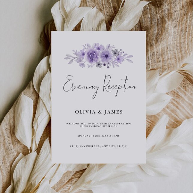 Invitation Accueil Soirée Mini Et Élégante Violet (Purple Elegant Minimalist Evening Reception Invitation)