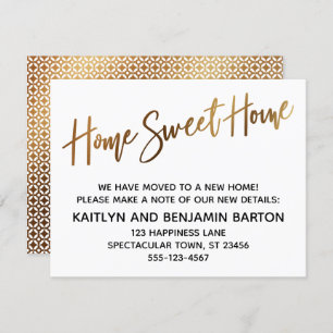 Invitation Accueil Sweet Home Écriture manuscrite Gold Motif 