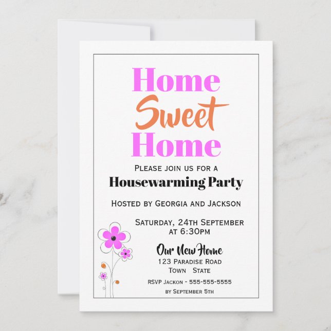 Invitation Accueil Sweet Home Fête de réchauffement ménager I (Devant)