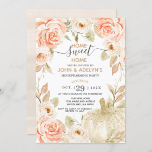 Invitation Accueil Sweet Home Fleurs d'automne Citrouille bla