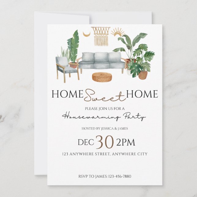 Invitation Accueil Sweet Home Maison Fête de Réchauffement (Devant)