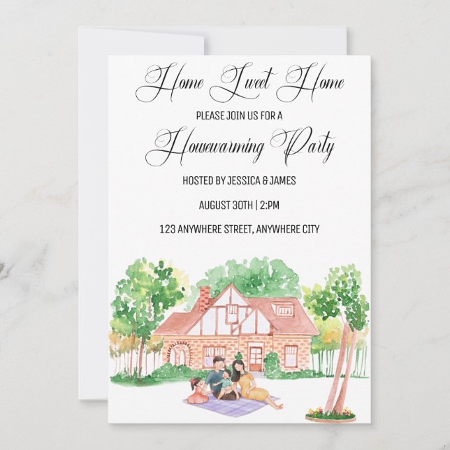 Invitation Accueil Sweet Home Maison Fête du Réchauffement In (Devant)