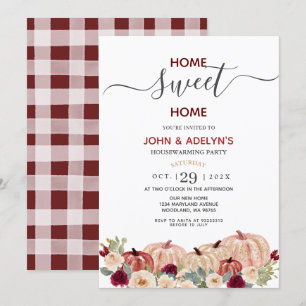 Invitation Accueil Sweet Home Marsala Blanc Citrouille Fleurs