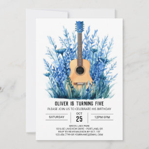 Invitation Acoustique Whimsical Guitar Boy Anniversaire