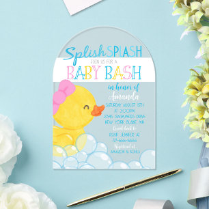 Invitation Acrylique Baby shower Fille Caoutchouc