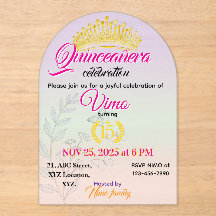 Invitation Acrylique Botanique Pastel pour Quincea