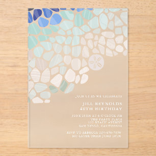 Invitation acrylique en verre de mer coloré