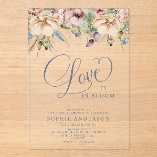 Invitation Acrylique Fleurie Love In Bloom Bleu Po