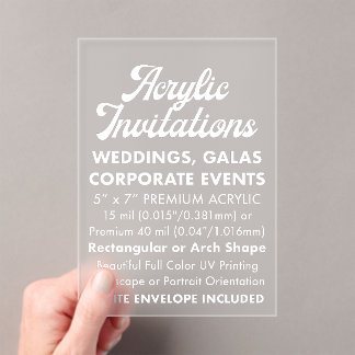 Invitation Acrylique Frosted Premium 40 Mil