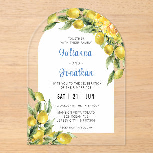 Invitation Acrylique Mariage Citron Italienne
