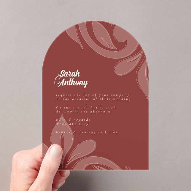 Invitation Acrylique Mariage classique Damask Gren (Créateur téléchargé)