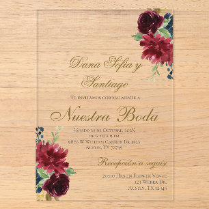 Invitation Acrylique Mariage de Bourgogne