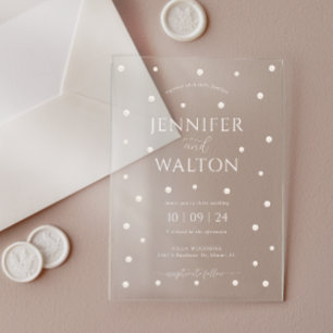 Invitation Acrylique Mariage de perles blanches