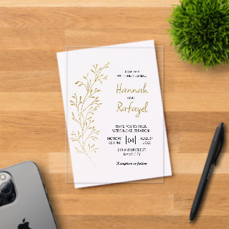 Invitation Acrylique Mariage simple et moderne de 