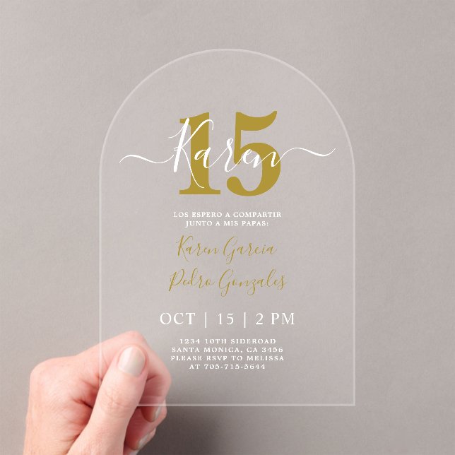 Invitation Acrylique Quinceanera (In situ (ordinateur de poche))