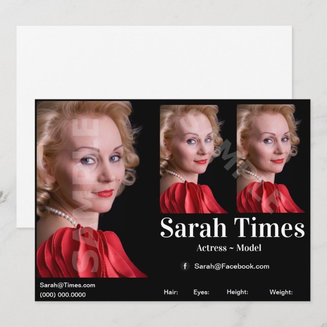 Invitation Acteur de modèle Zed Headshot Modèle (Devant / Derrière)