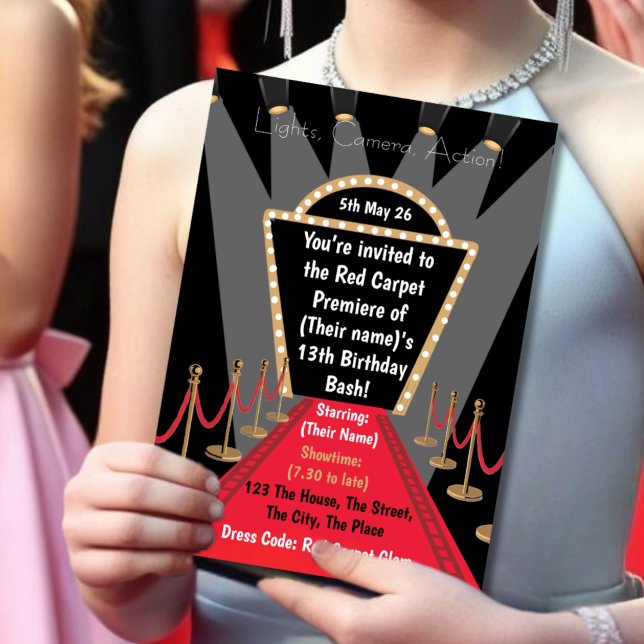 Invitation Action caméra légère Première vidéo fête d'anniver (Créateur téléchargé)