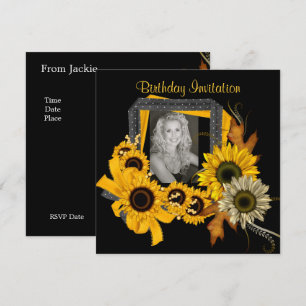 Invitation Add Photo Sunflower Yellow Flower Frame