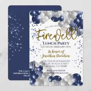 Invitation Adieu adieu retraite Blue Silver Gold
