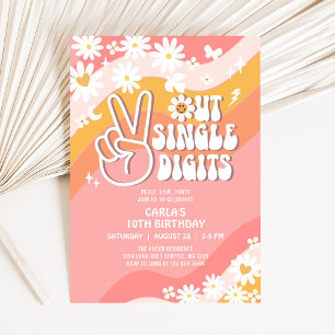 Invitation Adieu les chiffres simples Daisy Hippie Anniversai