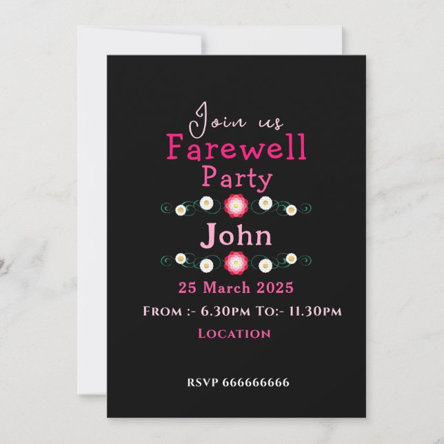 Invitation Adieu rose (Devant)