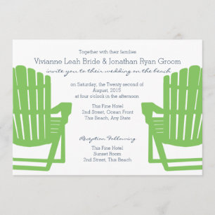 Invitation Adirondack Chaises Lime et Marine Beach Mariage