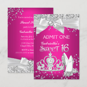 Invitation Admettre Étincelle Tiara Talons doux 16 Hot rose