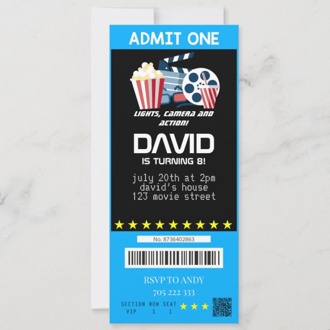 Invitation Admettre les billets d'anniversaire d'un joueur de (Devant)