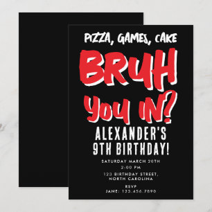 Invitation Ado adolescent de Bruh Boy Boy Fête d'anniversaire
