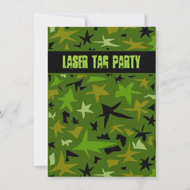 Invitation Ado Boys Anniversaire Camo Stars Party (Devant)