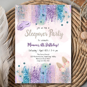 Invitation Ado fête d'anniversaire en pyjama doré