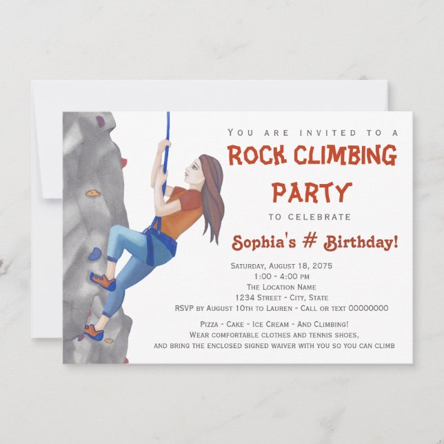 Invitation Ado Girls Rock Escalade Anniversaire Fête Invitati (Devant)