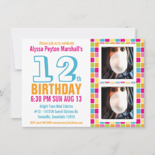 Invitation Ado ou Tween photo colorée Anniversaire