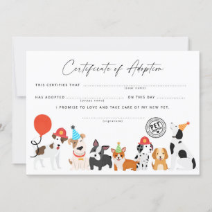 Invitation Adopter un certificat d'adoption d'anniversaire de
