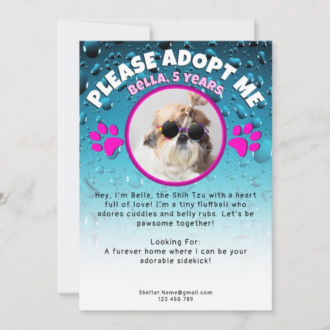 Invitation Adoptez moi chien personnalisé abri photo animal s (Devant)
