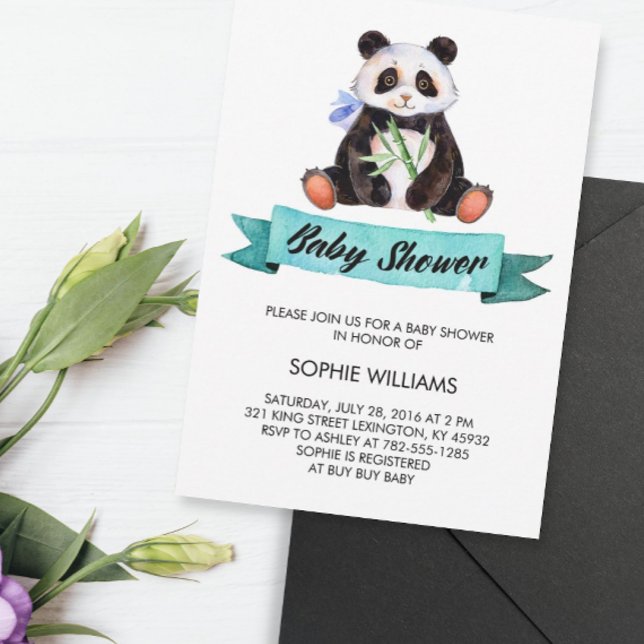 Invitation Adorable aquarelle Baby shower Panda (Créateur téléchargé)