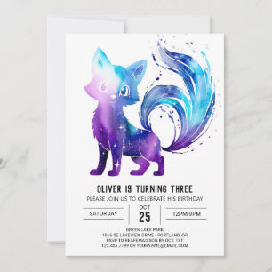 Invitation Adorable aquarelle Fox Digital Boy Anniversaire