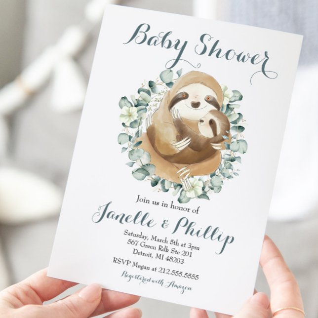 Invitation Adorable Baby shower de fentes Eucalyptus verdure (Créateur téléchargé)