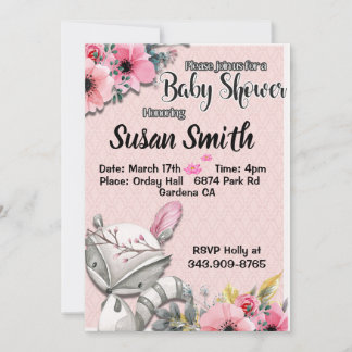Invitation Adorable Baby shower de renard des bois