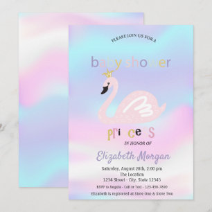 Invitation Adorable Baby shower holographique du cygne