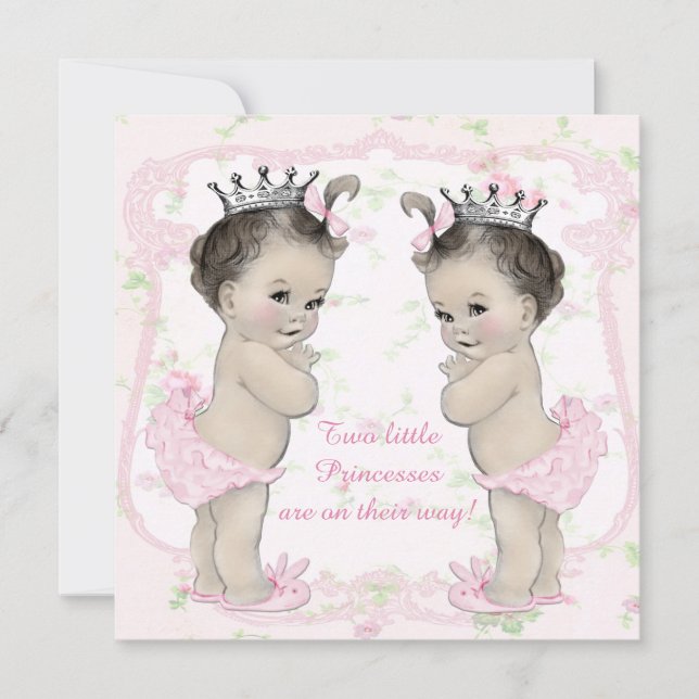 Invitation Adorable Baby shower rose Princesse Twin (Devant)