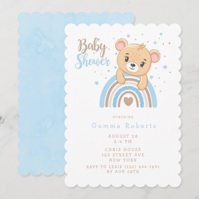 Invitation Adorable Boho Arc-en-ciel Boy Baby shower (Devant / Derrière)