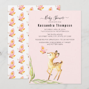 Invitation Adorable Cerf De Bébé Au Baby shower De Papillon