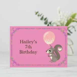 Invitation Adorable écureuil Anniversaire Personnalisable Par